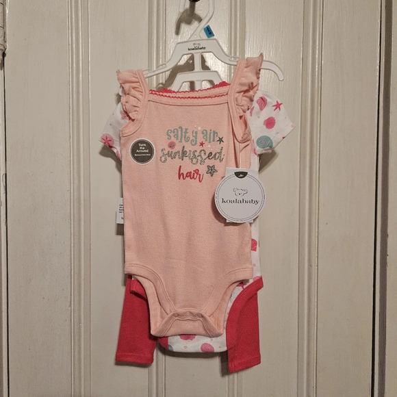 Koala Baby Hot Pink Seashell Girls 3pc Set 3-6M - Picture 1 of 12
